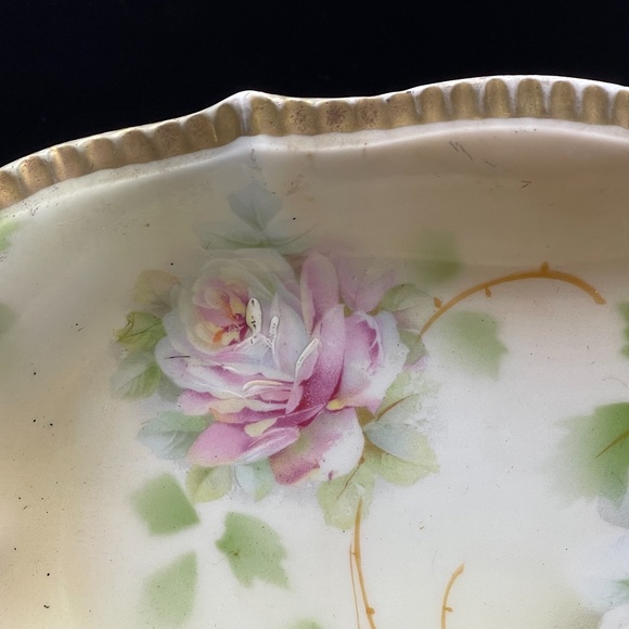 Royal Rudolstadt Prussia Pink Roses Antique Celery Serving Dish - Picture 5 of 9